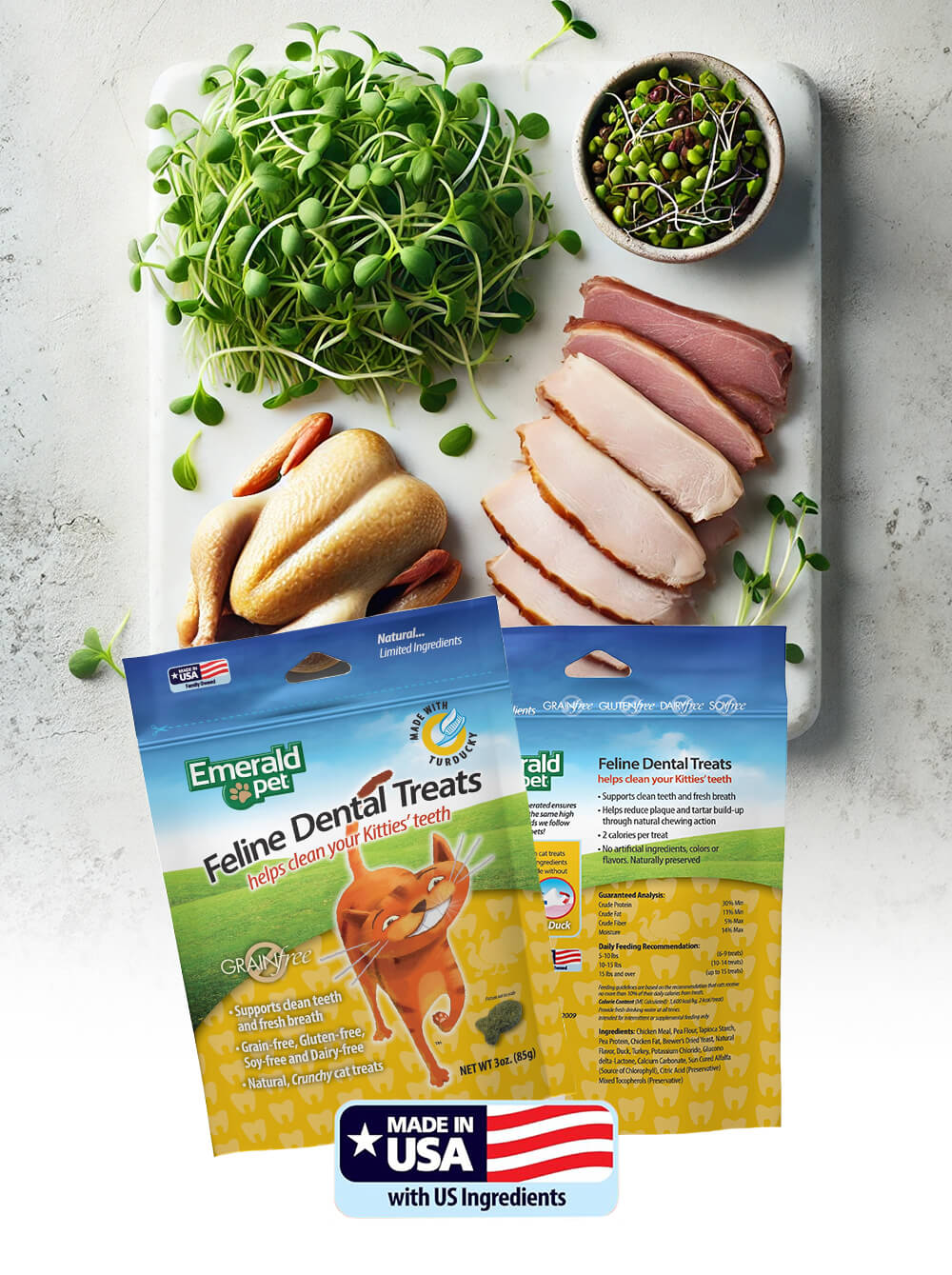 EMERALD PET Snack dental para gato - Pavo y Pato