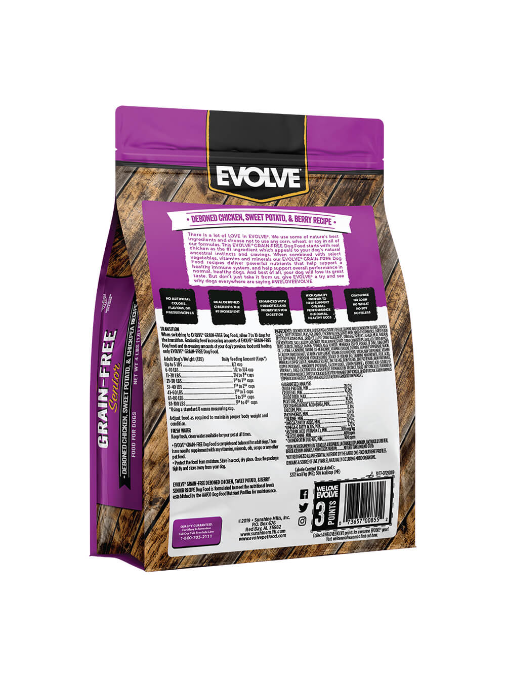 EVOLVE Alimento Seco para Perro Grain Free Senior - Pollo 4Lbs
