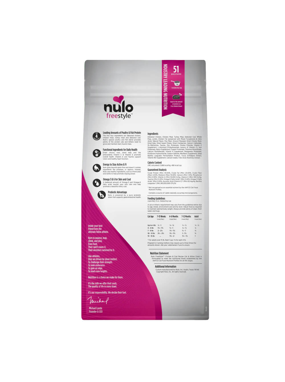 NULO Alimento Seco para Gato Grain Free Kitten & Cat - Pollo y Bacalao 5Lbs