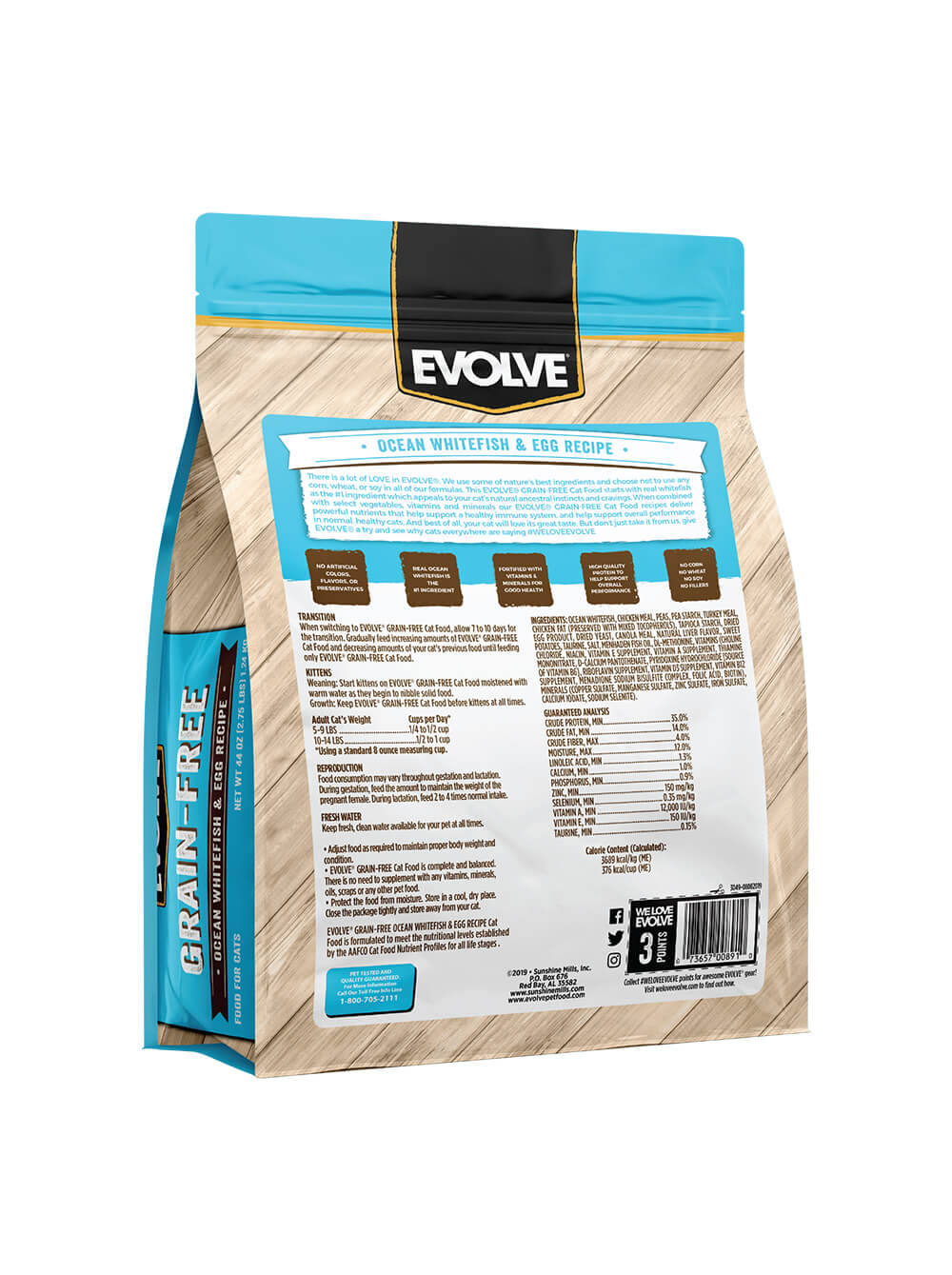EVOLVE Alimento Seco para Gato Grain Free - Pescado 2.75Lbs