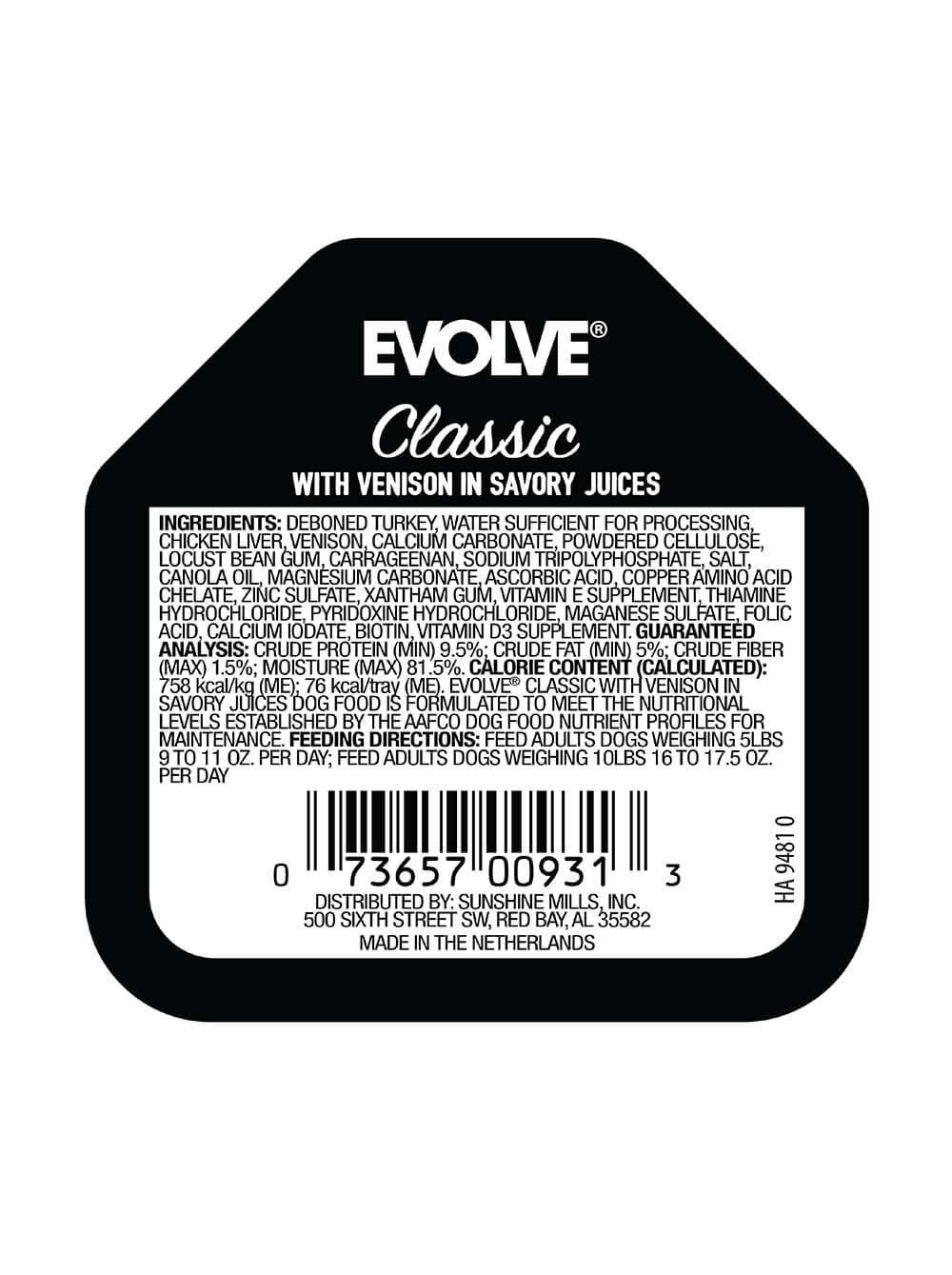 EVOLVE Alimento Humedo para perro Classic - Venado 99gr
