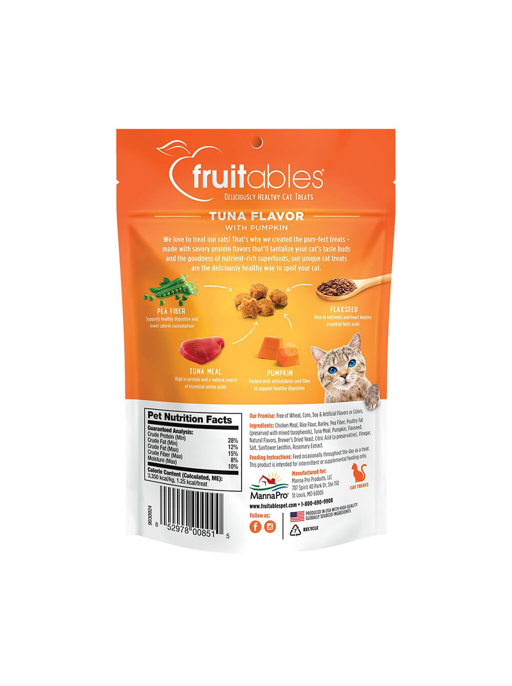 FRUITABLES Snack para Gatos - Atún y Calabaza 70gr