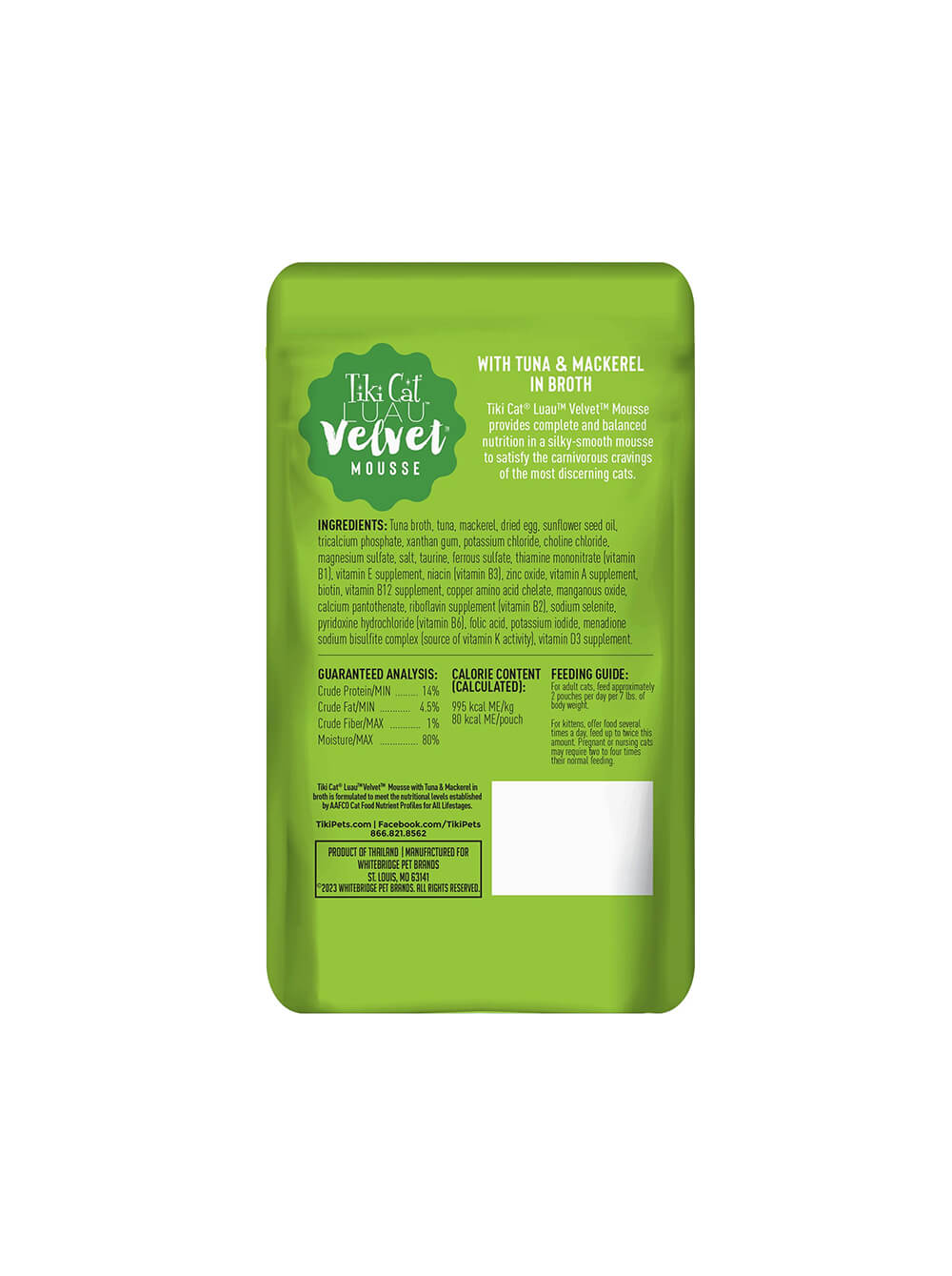 TIKI CAT Luau Velvet Mousse - Atún y Caballa en caldo - Pouch 80 gr