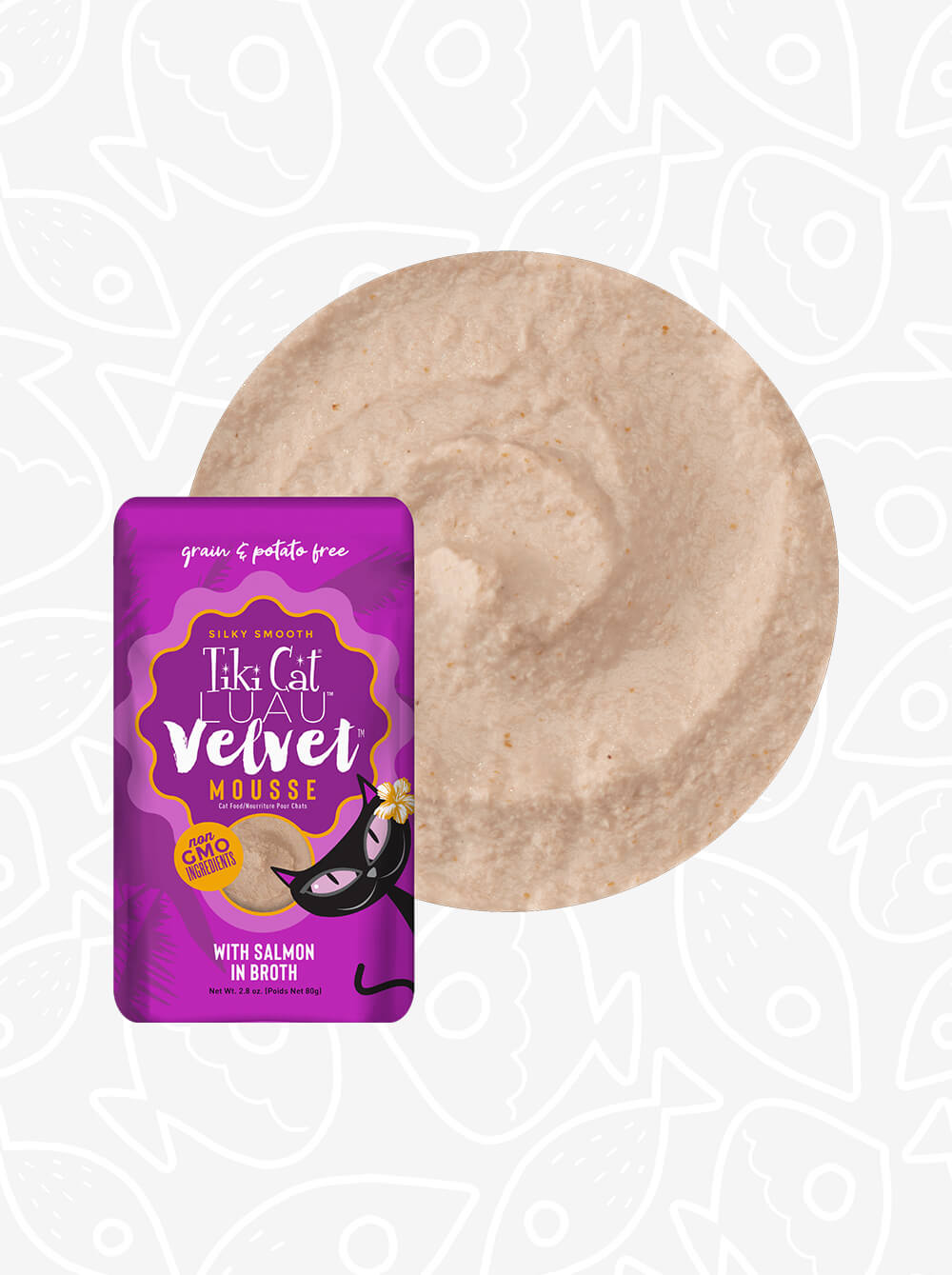 TIKI CAT Luau Velvet Mousse - Salmón en Caldo - Pouch 80 gr