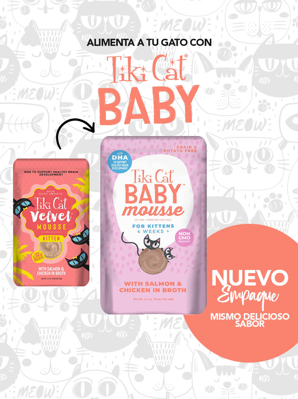 TIKI CAT Baby Mousse- Salmón - Pouch 80 gr