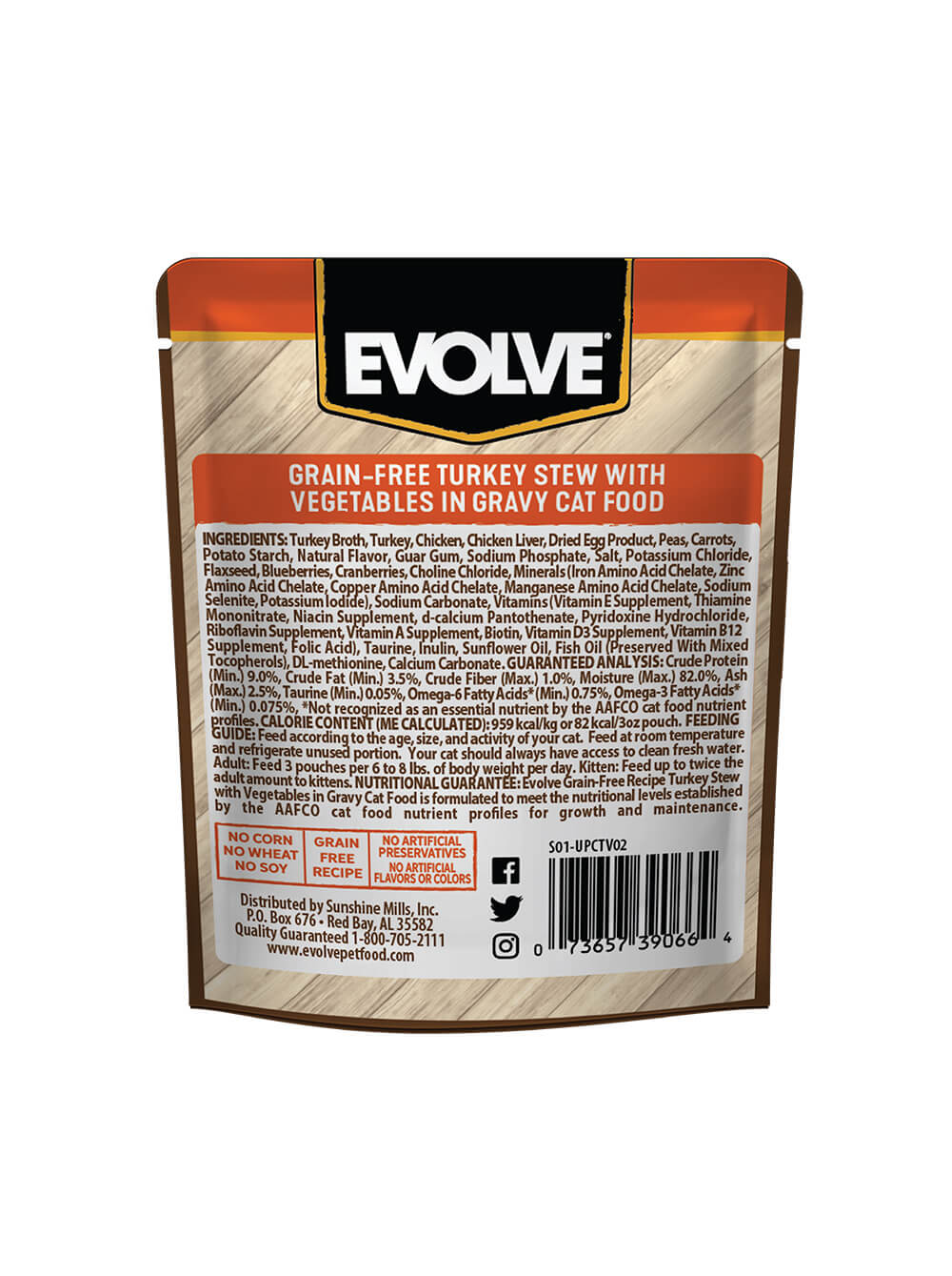 EVOLVE Grain Free Pouche para Gatos - Pavo y Vegetales 85gr