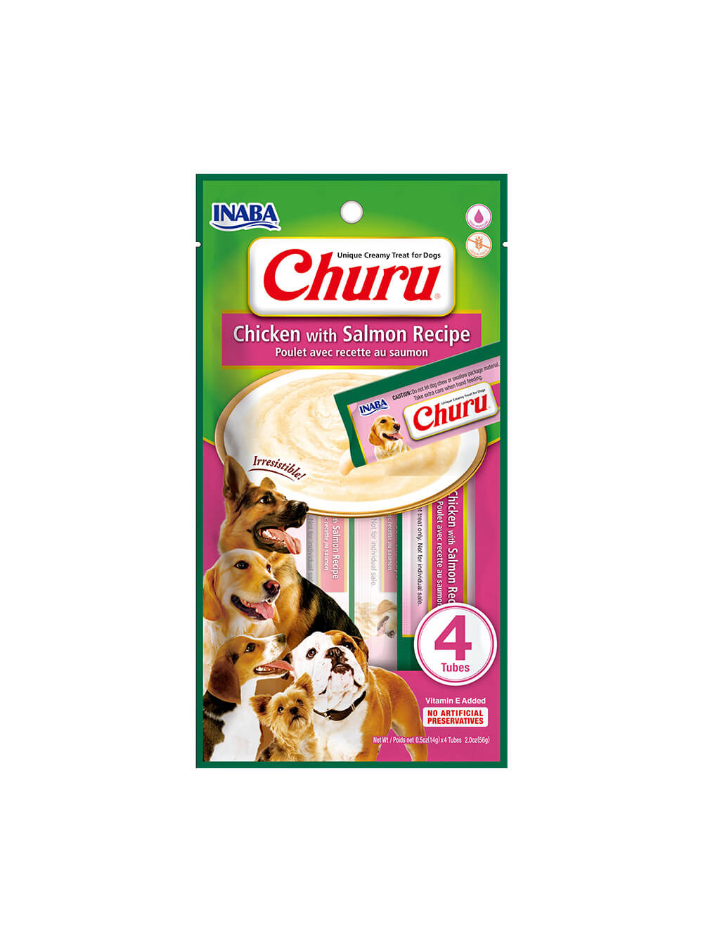 CHURU Snack para Perro x4 - Pollo y Salmón 56gr