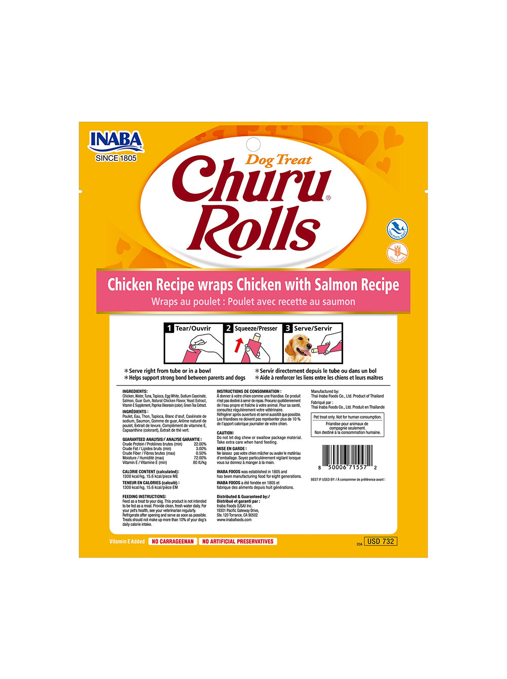 CHURU Snack para Perro x8 Rolls - Pollo y Salmón 96gr