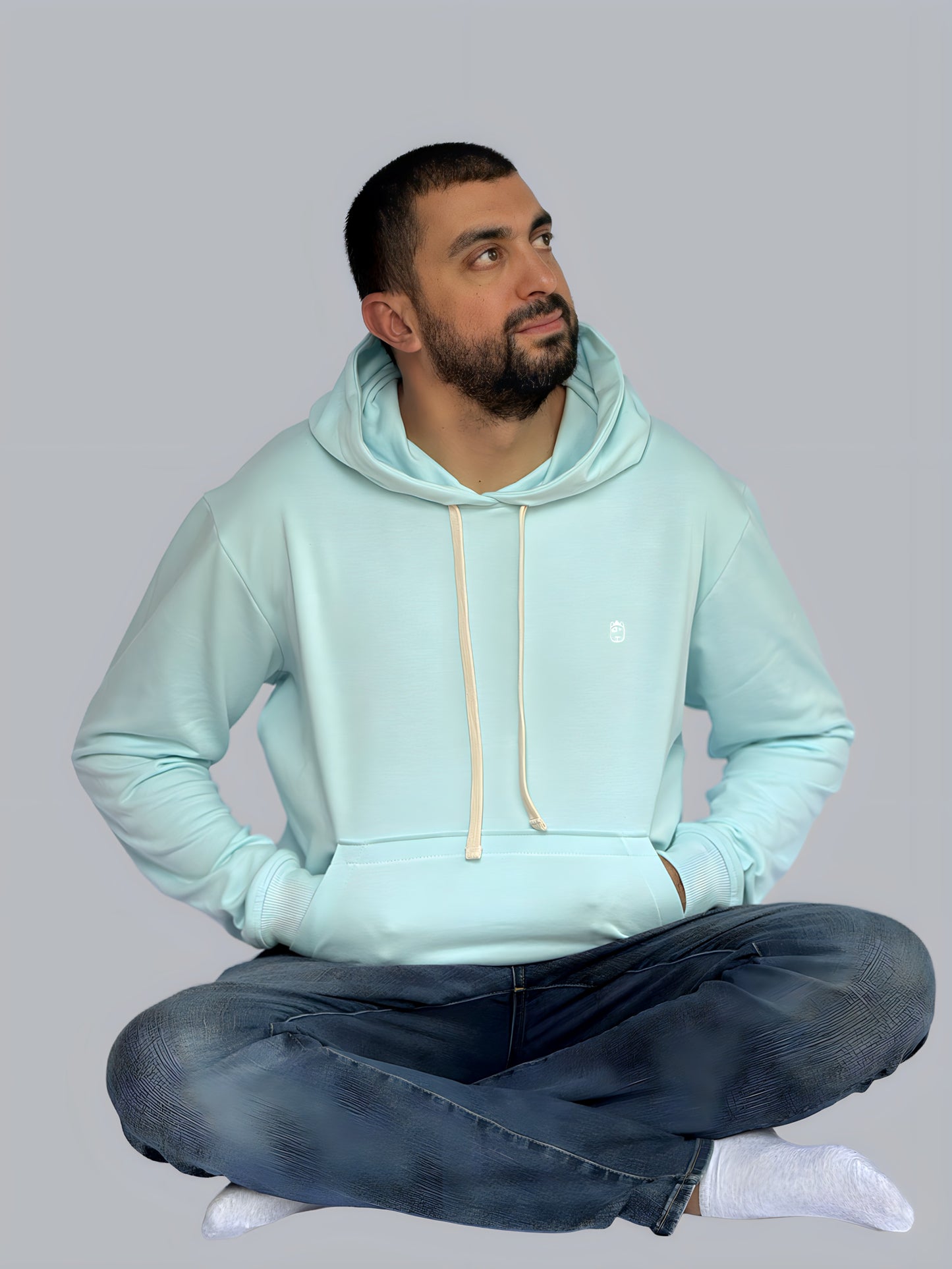 Hoodie Basic Menta Hombre