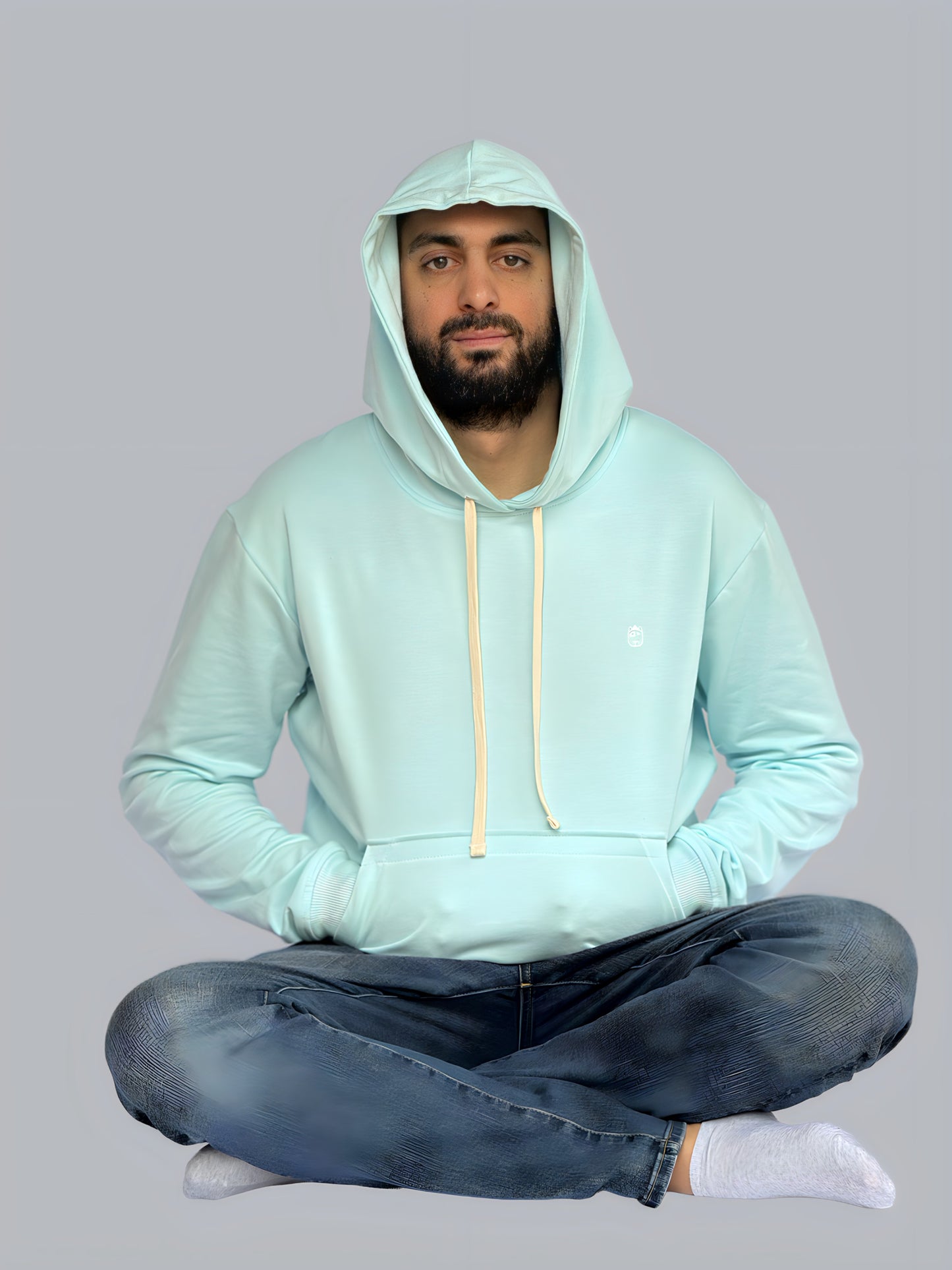 Hoodie Basic Menta Hombre