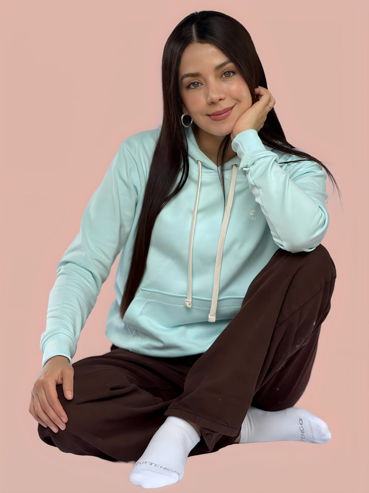 Hoodie Basic Menta Mujer