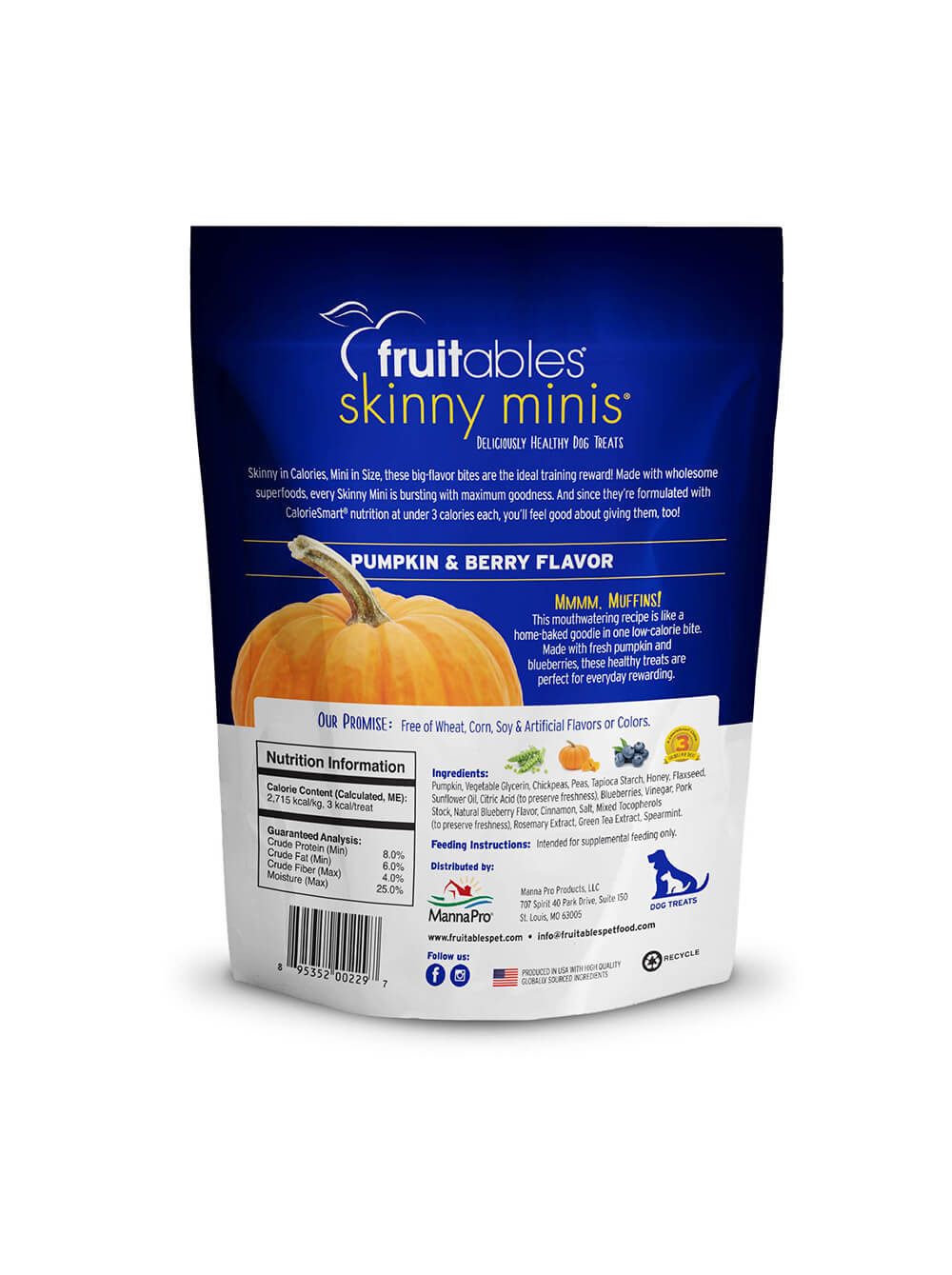 FRUITABLES Snack para Perro Skinny Minis - Calabaza y Bayas 141gr