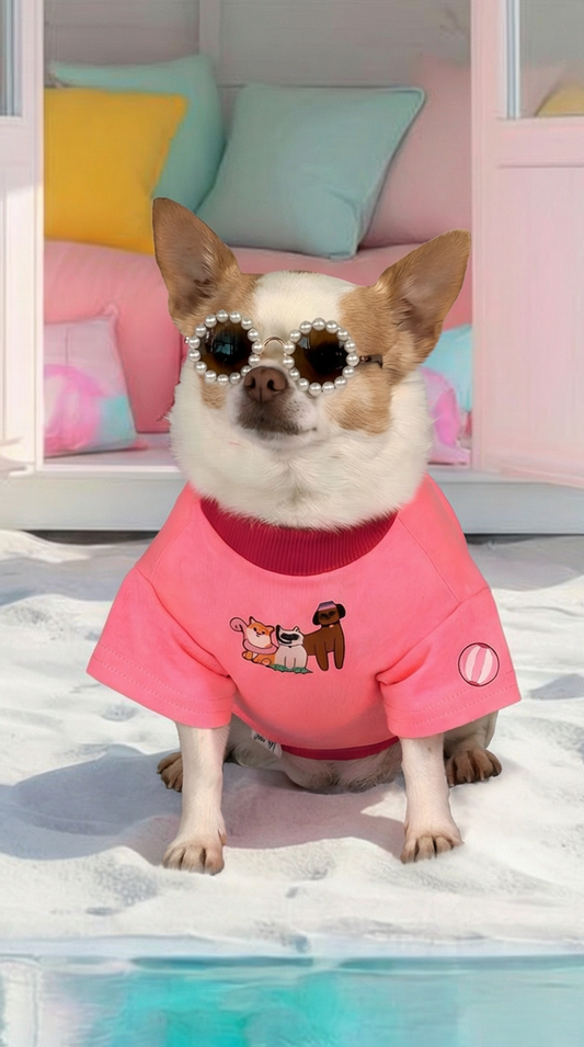 CAMISETA DOG POOL PARTY FUCSIA