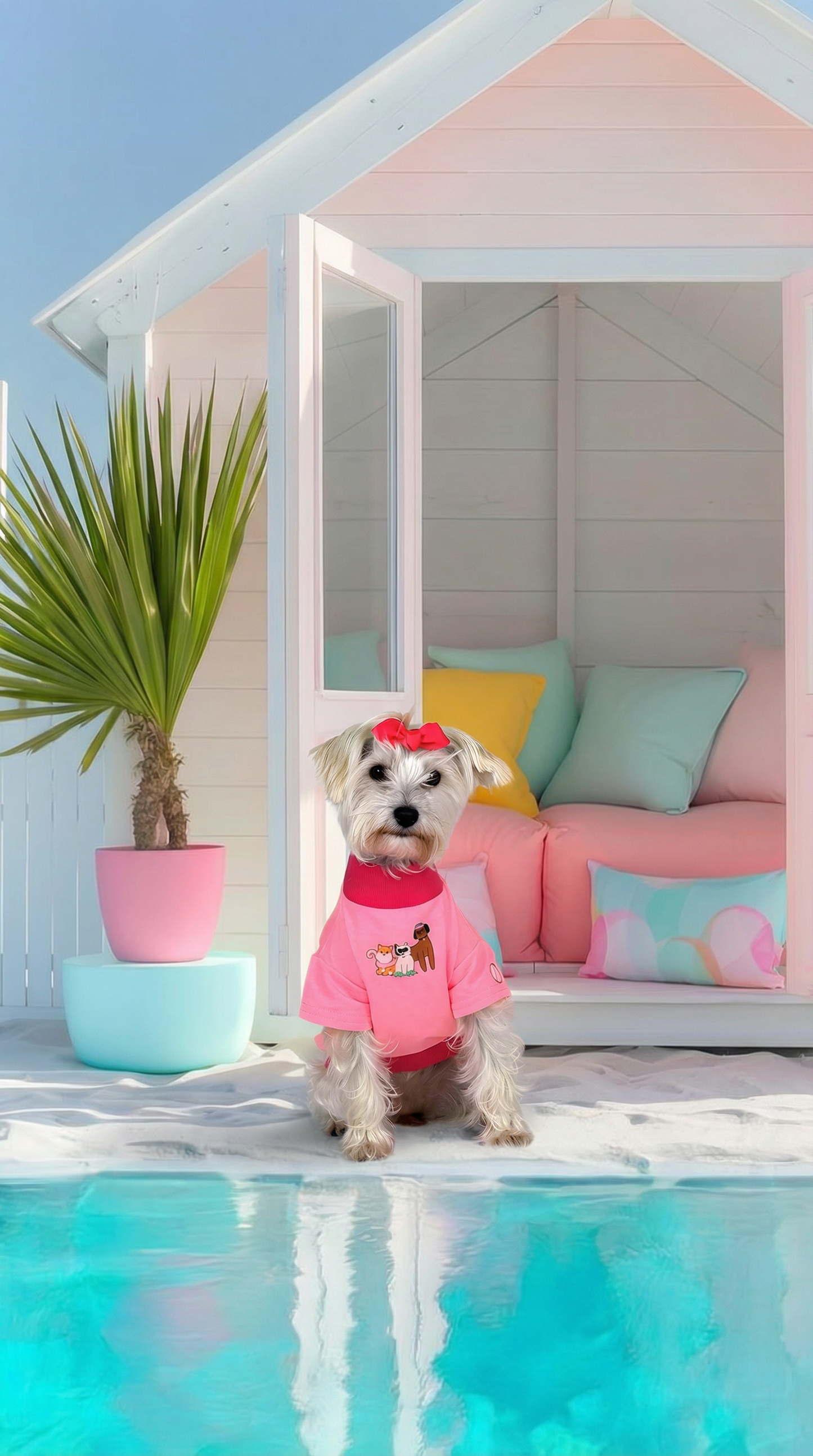 CAMISETA DOG POOL PARTY FUCSIA