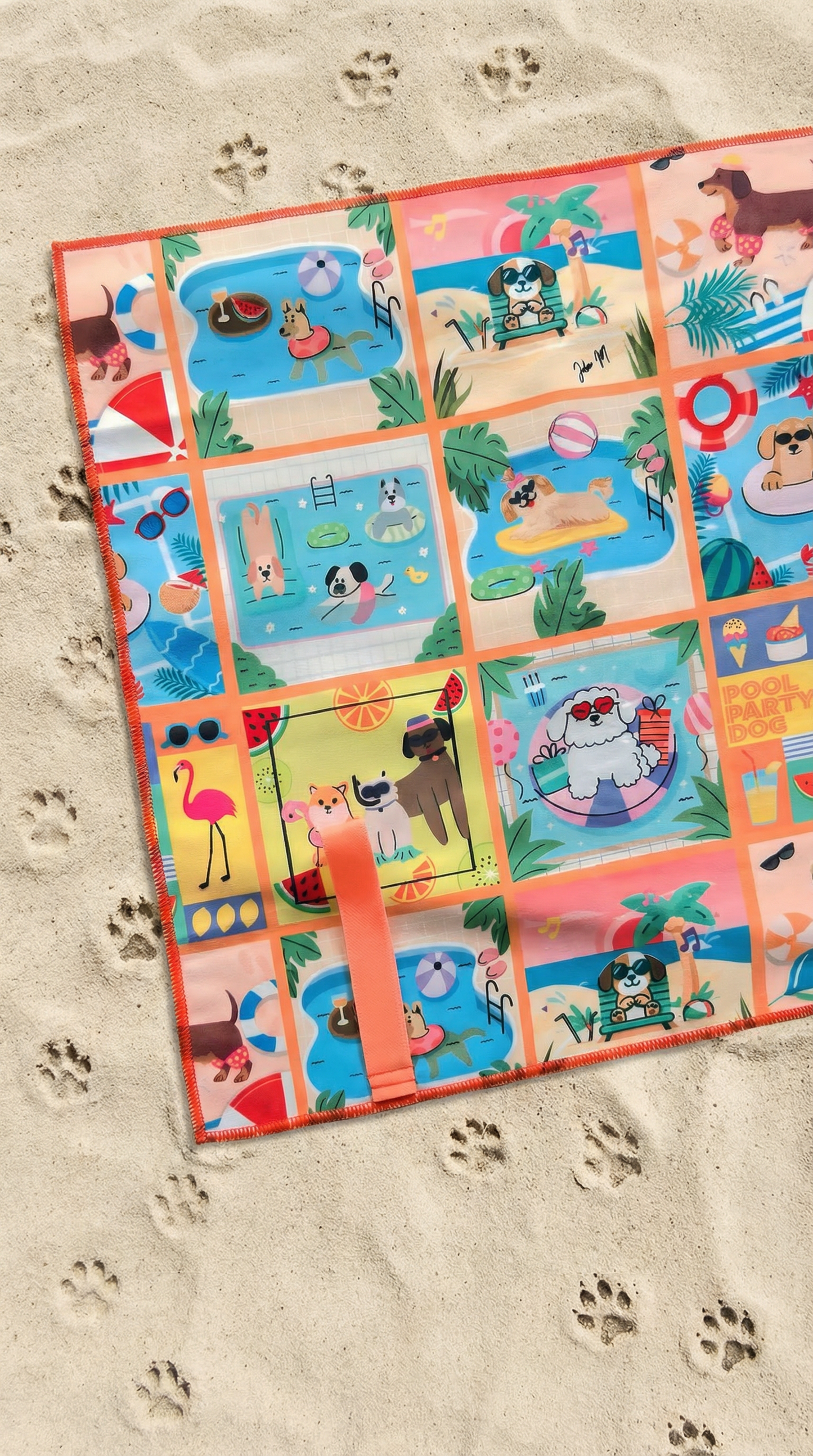 TOALLA DOG POOL PARTY NARANJA