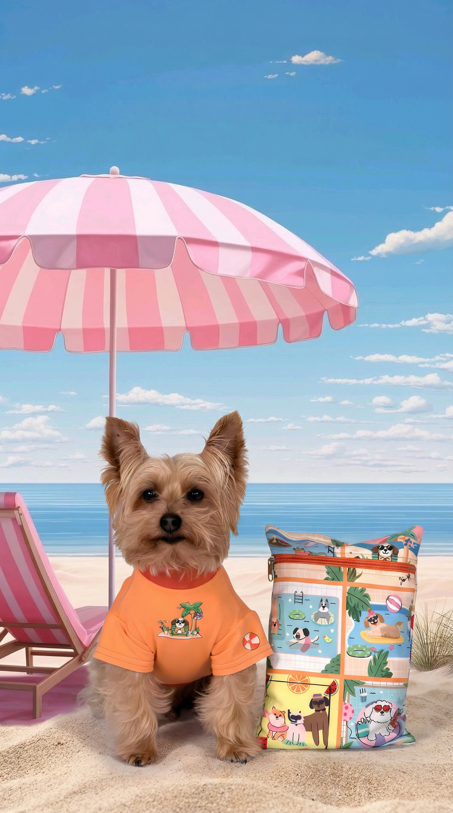 TOALLA DOG POOL PARTY NARANJA