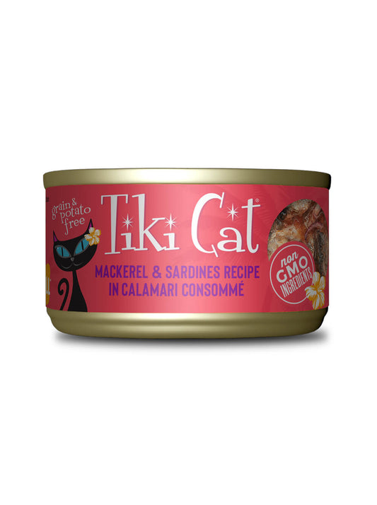 TIKI CAT Caballa y Sardinas en Sopa de Calamar - Lata 80gr