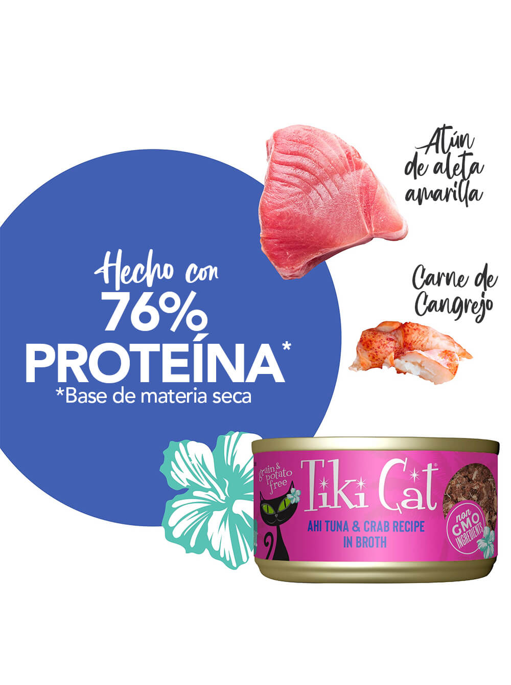 TIKI CAT Atún y Cangrejo en caldo - Lata 80gr