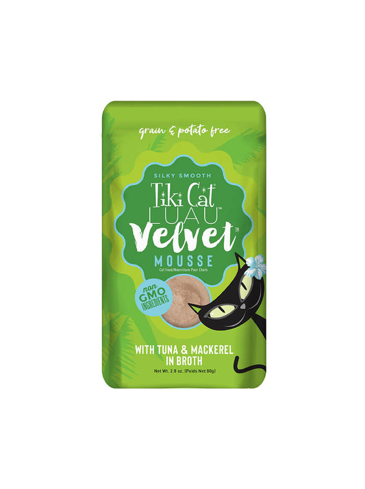 TIKI CAT Luau Velvet Mousse - Atún y Caballa en caldo - Pouch 80 gr