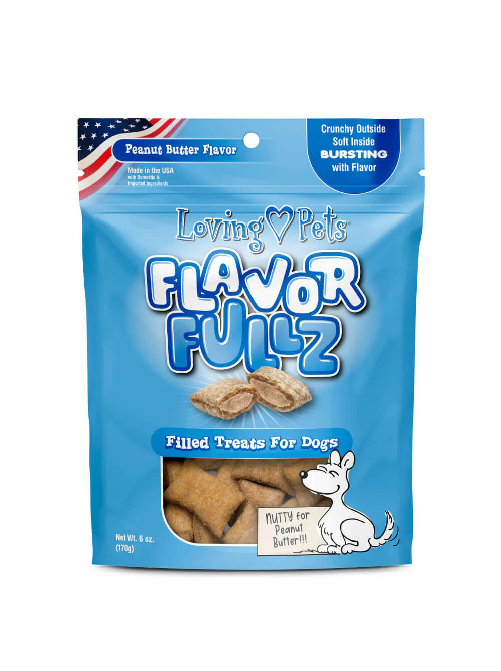 LOVING PETS Snack para perros FLAVORFULLZ-Mantequilla de Maní - 6 oz