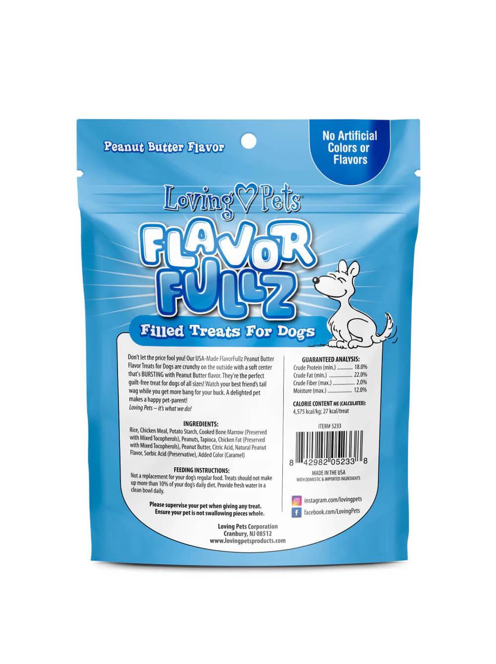 LOVING PETS Snack para perros FLAVORFULLZ-Mantequilla de Maní - 6 oz