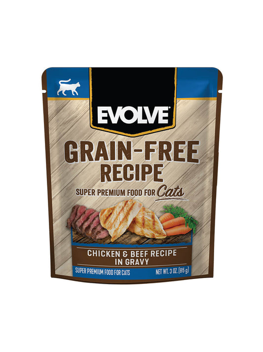 EVOLVE Grain Free Pouche para Gatos - Pollo y Res 85gr