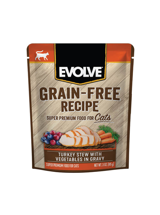 EVOLVE Grain Free Pouche para Gatos - Pavo y Vegetales 85gr