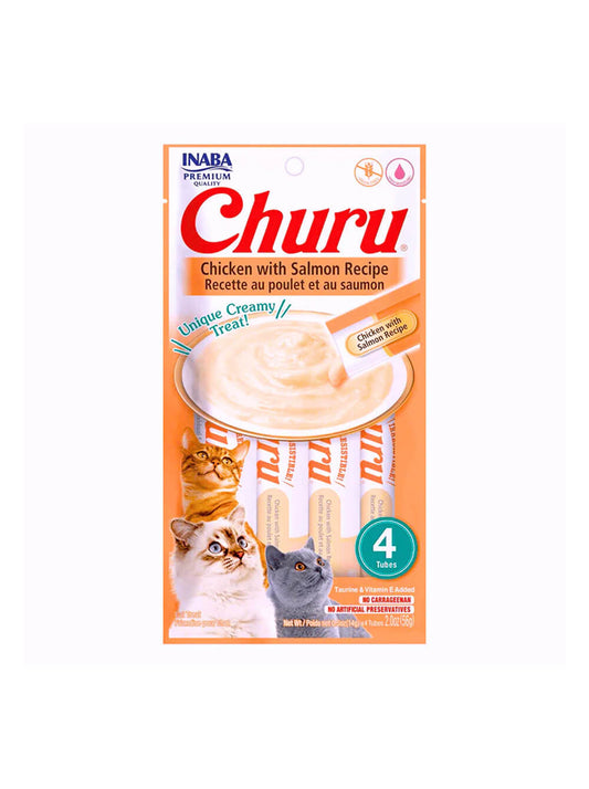 CHURU Snack para Gato x4 - Pollo y Salmón 56gr