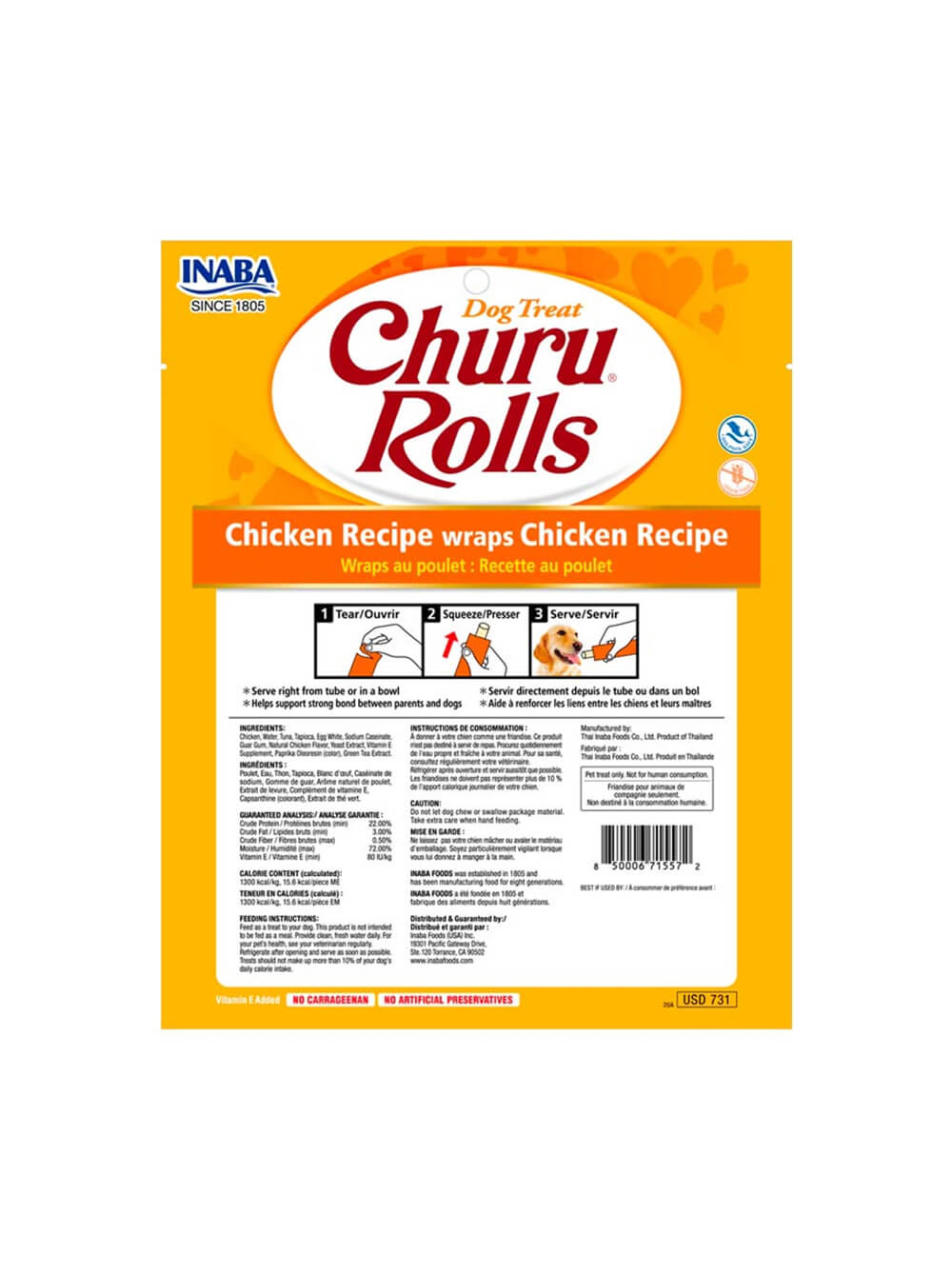 CHURU Snack para Perro Rolls x8 - Pollo 96gr